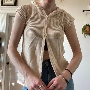 vintage cream short-sleeve babydoll sweater